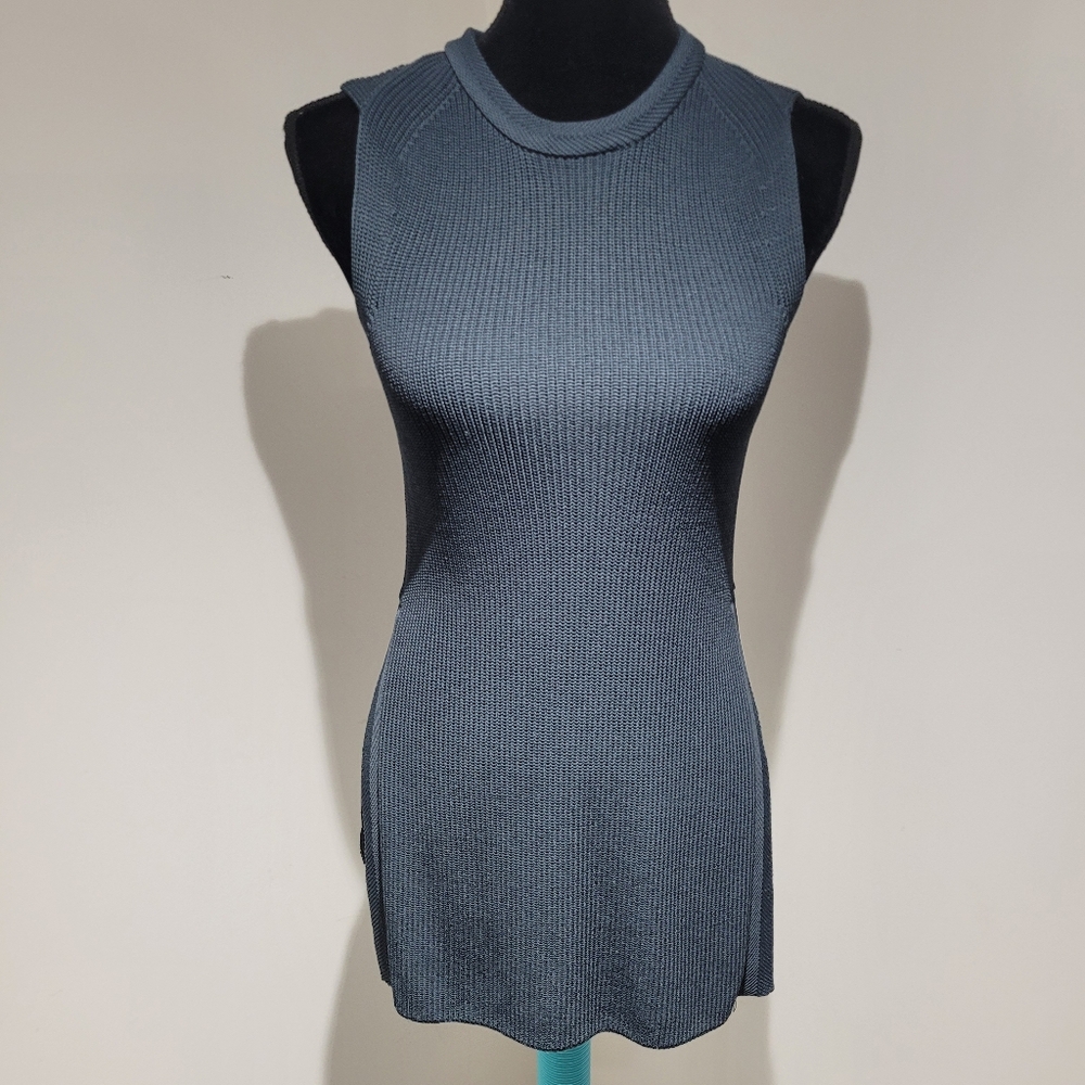 Aritzia Wilfred Women's Palmier Sleeveless Tunic Sweater XXS Slate Blue Knit